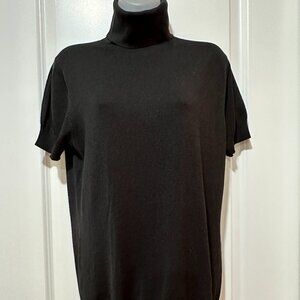 Banana Republic Black Short Sleeve Silk Blend Turtleneck Top, Size L
